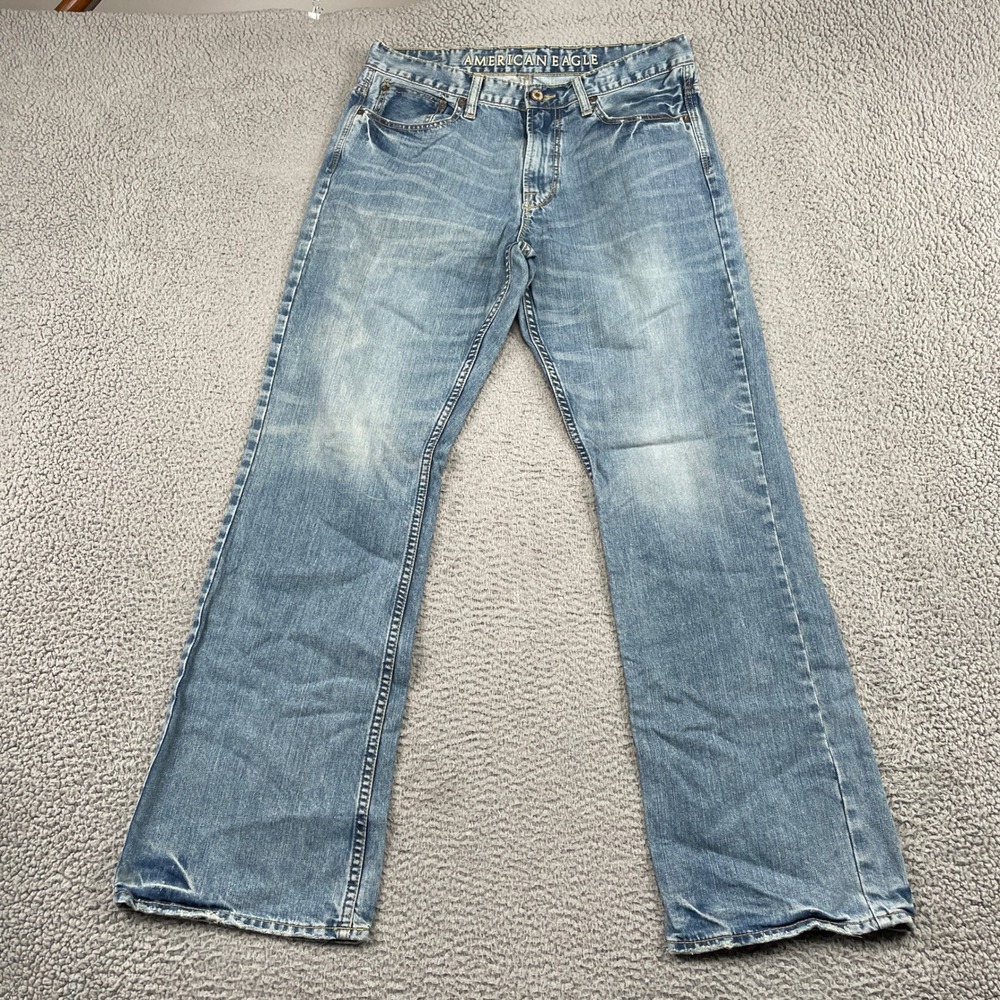American Eagle Jeans Mens 34 Blue Bootcut Y2K Denim Medium Wash 100% Cotton